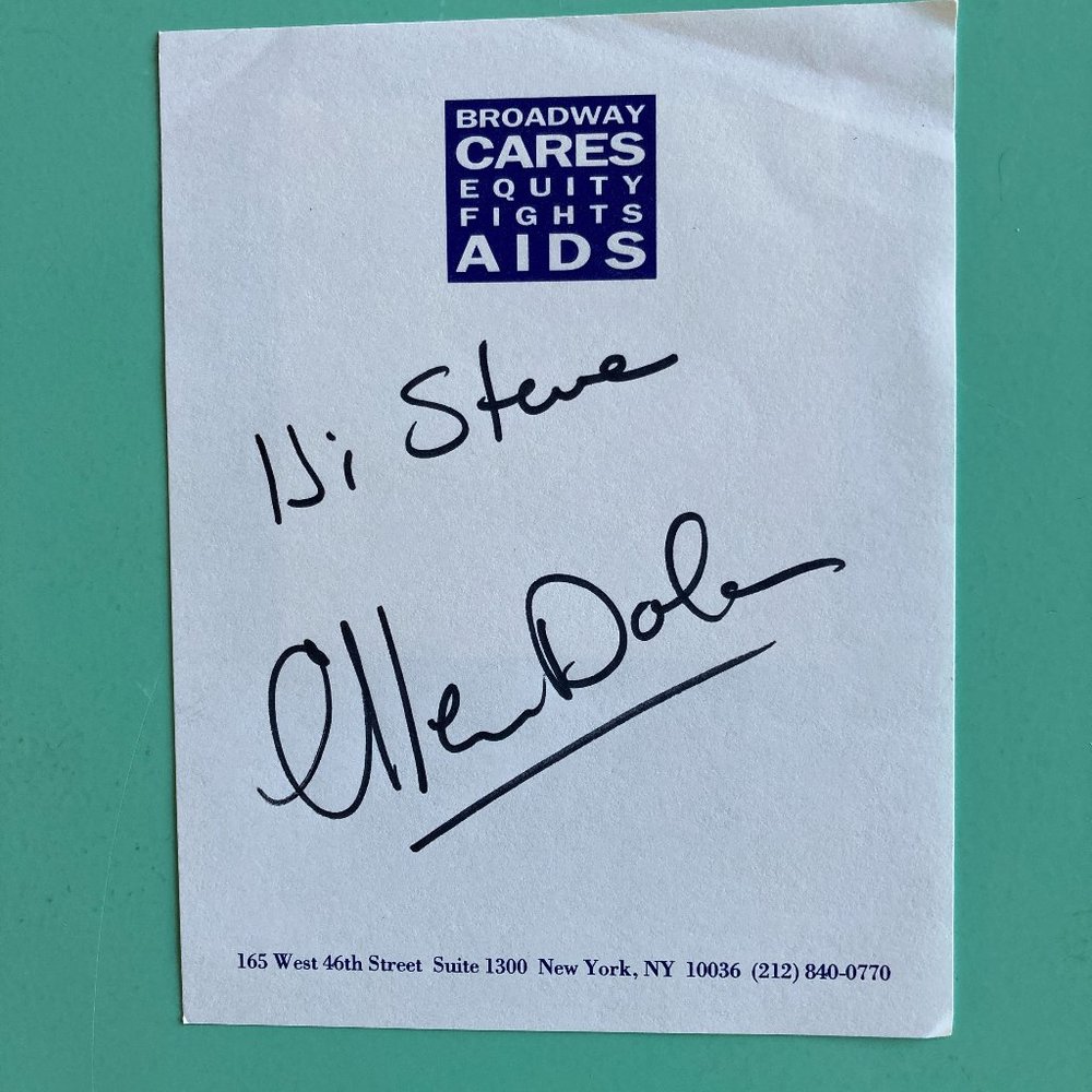 Ellen Dolan Signed / Inscribed BCEFA Paper 4 1/2 “ X 5 1/2 “ As the World Turns